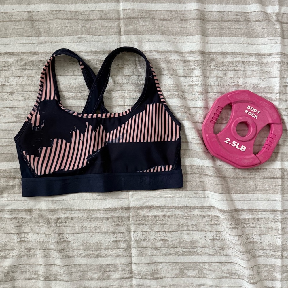 💪🏻 Under Armour Navy/Light Pink Medium Sports Bra